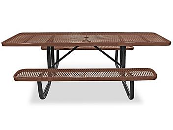 ADA Metal Picnic Table - 8' Rectangle, Brown H-2673BR