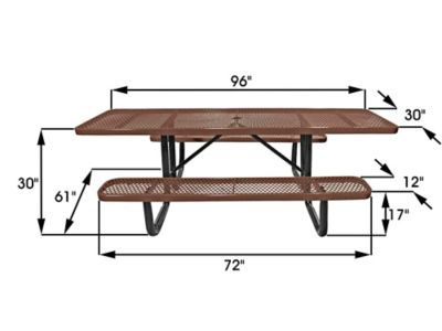 ADA Metal Picnic Table - 8' Rectangle, Brown H-2673BR - ULINE