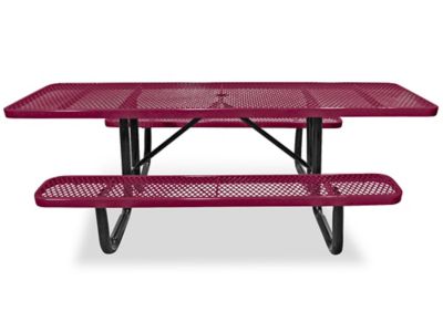 ADA Metal Picnic Table - 8' Rectangle, Burgundy H-2673BU
