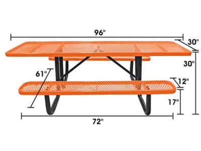 ADA Metal Picnic Table 8 Rectangle Orange