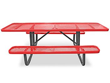 ADA Metal Picnic Table - 8' Rectangle, Red H-2673R