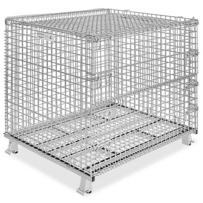 Collapsible Wire Container with Lid - 48 x 40 x 42 1/2