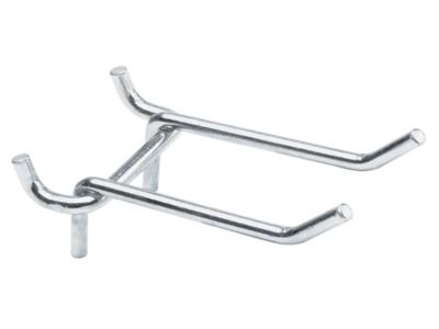 Double Straight Hooks for Pegboard - 3, Zinc-Plated
