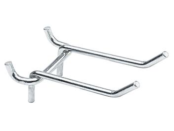 Double Straight Hooks for Pegboard - 3", Zinc-Plated H-2690