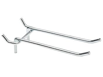 Double Straight Hooks for Pegboard - 5", Zinc-Plated H-2691