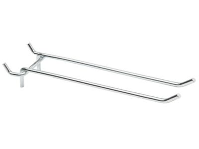 Double Straight Hooks for Pegboard - 8", Zinc-Plated H-2692
