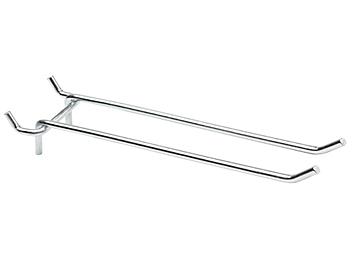 Double Straight Hooks for Pegboard - 8", Zinc-Plated H-2692