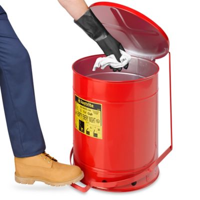 Oily Waste Can - Red, 14 Gallon H-2737R - Uline