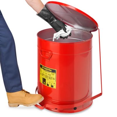 re・de pot Oily Waste Can - Red, 21 Gallon H-2738R - ULINE