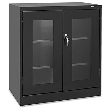 Counter High Clear-View Cabinet - 36 x 18 x 42", Assembled, Black H-2804ABL
