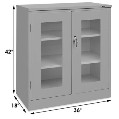 Counter High Clear-View Cabinet - 36 x 18 x 42, Assembled, Gray H-2804AGR  - Uline