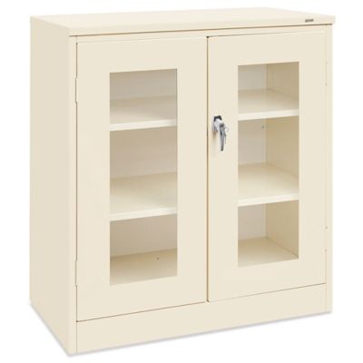 Counter High Clear-View Cabinet - 36 x 18 x 42", Unassembled, Tan H-2804T