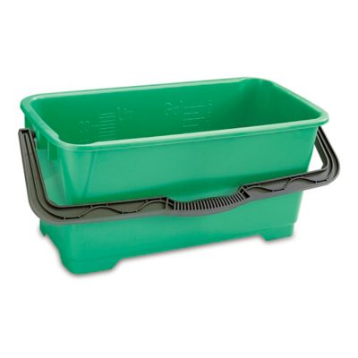 RW Clean 3 qt Square Green Plastic Cleaning Bucket - with Stainless Steel Handle - 7 inch x 6 3/4 inch x 6 inch - 1 Count Box