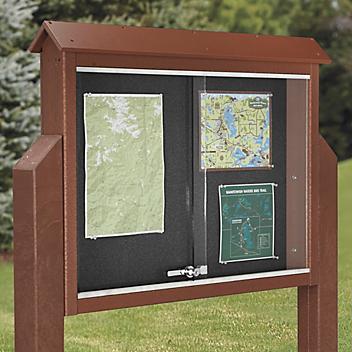 Message Center Sign with Posts - Brown H-2857BR