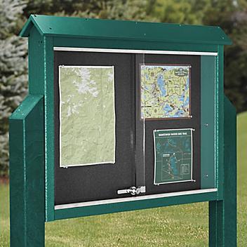 Message Center Sign with Posts - Green H-2857G
