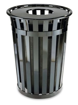 Courtyard Trash Can - Flat Lid, 36 Gallon, Black H-2865BL
