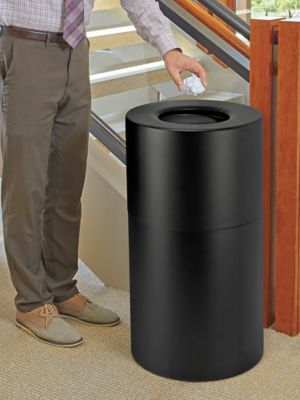 Lobby Trash Can - 35 Gallon, Black H-2867BL