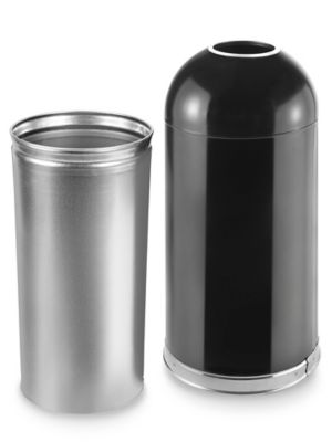 Domed Open Top Trash Can - 15 Gallon, Black - ULINE - H-2870BL