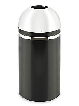 Domed Open Top Trash Can - 15 Gallon, Chrome H-2871