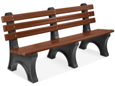 Recycled Plastic Bench with Back - 6', Brown H-2888BR