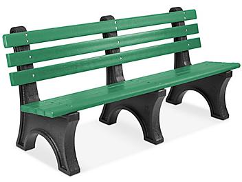 Recycled Plastic Bench with Back - 6', Green H-2888G