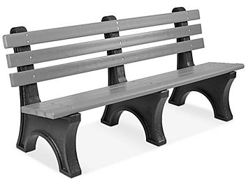 Recycled Plastic Bench with Back - 6', Gray H-2888GR