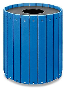 Single Recycled Plastic Trash Can - 32 Gallon, Blue H-2889BLU