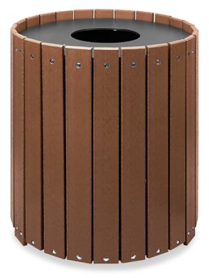 Single Recycled Plastic Trash Can - 32 Gallon, Brown H-2889BR