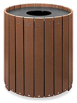 Single Recycled Plastic Trash Can - 32 Gallon, Brown H-2889BR