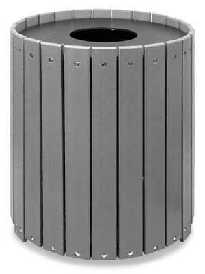 Single Recycled Plastic Trash Can - 32 Gallon, Gray H-2889GR