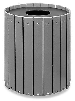 Single Recycled Plastic Trash Can - 32 Gallon, Gray H-2889GR