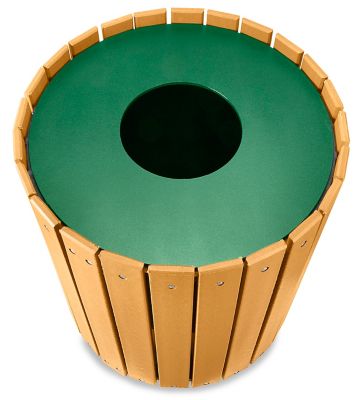Single Recycled Plastic Trash Can - 32 Gallon H-2889 - ULINE