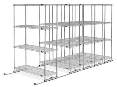 Two Deep Metal Sliding Shelving Units on Rails, Manual Mobile Storage  Shelving, 10 56 23, Slide A Side, 10 56 00, Storage Assemblies, Track  Slider