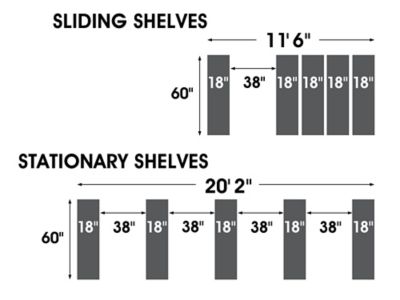 Sliding Storage Shelves - 48 x 138 x 74 H-2903 - Uline