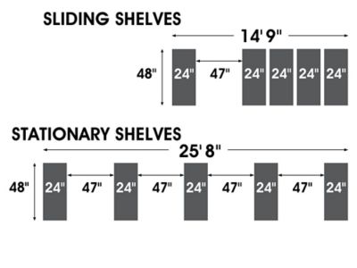 Sliding Storage Shelves - 48 x 138 x 74 H-2903 - Uline