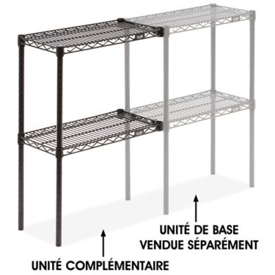 Add-On Unit for Two-Shelf Wire Shelving - 24 x 12 x 34", Black H-2935-34ABL