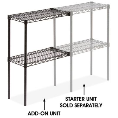 Add-On Unit for Two-Shelf Wire Shelving - 24 x 12 x 34", Black H-2935-34ABL