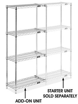 Chrome Wire Shelving Add-On Unit - 24 x 12 x 54" H-2935-54A