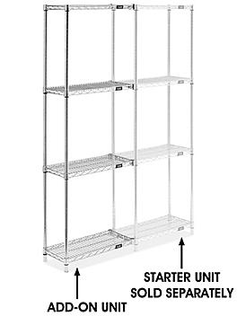 Chrome Wire Shelving Add-On Unit - 24 x 12 x 72" H-2935-72A