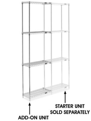 Chrome Wire Shelving Add-On Unit - 24 x 12 x 86" H-2935-86A