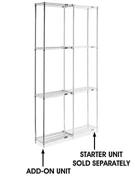 Chrome Wire Shelving Add-On Unit - 24 x 12 x 96" H-2935-96A