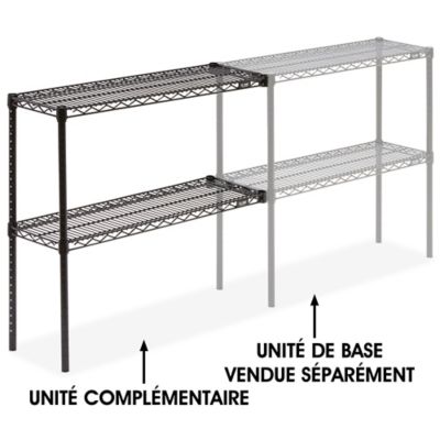 Add-On Unit for Two-Shelf Wire Shelving - 36 x 12 x 34", Black H-2936-34ABL
