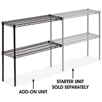 Add-On Unit for Two-Shelf Wire Shelving - 36 x 12 x 34", Black H-2936-34ABL