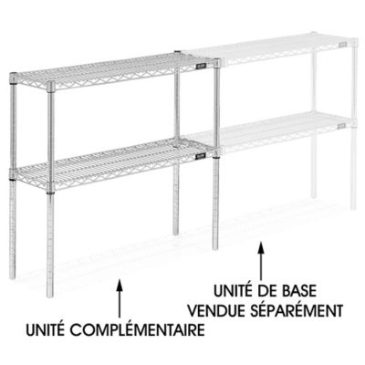 Add-On Unit for Two-Shelf Wire Shelving - 36 x 12 x 34", Chrome H-2936-34AC