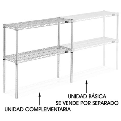 Unidad Complementaria para Estantería de Alambre de Dos Repisas - 36 x 12 x 34", H-2936-34AC Cromada