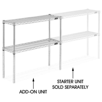AddOn Unit for TwoShelf Wire Shelving 36 x 12 x 34", Chrome H2936