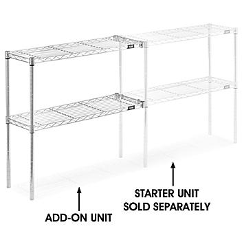 Add-On Unit for Two-Shelf Wire Shelving - 36 x 12 x 34", Chrome H-2936-34AC