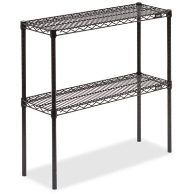 Two-Shelf Wire Shelving Unit - 36 x 12 x 34", Black H-2936-34BL
