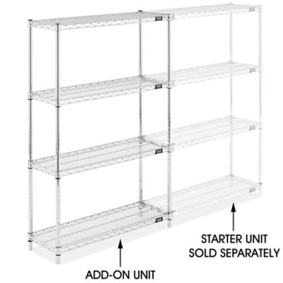 Chrome Wire Shelving Add-On Unit - 36 x 12 x 54" H-2936-54A