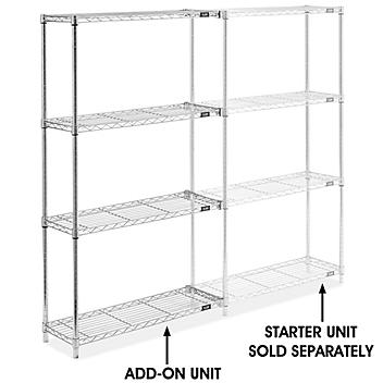 Chrome Wire Shelving Add-On Unit - 36 x 12 x 63" H-2936-63A